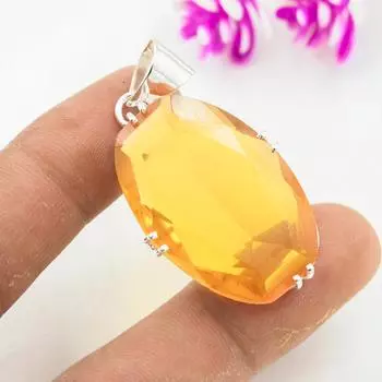 Подвеска с медовым топазом, подвеска из цельного серебра 925 пробы, ювелирные изделия с драгоценными камнями ручной работы, подарки для жены, абсолютно новый кулон 1.88 Inches жёлтый