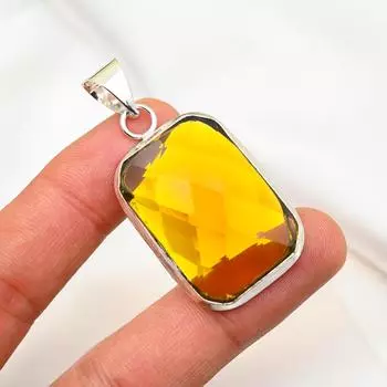 Подвеска с медовым топазом, подвеска из цельного серебра 925 пробы, ювелирные изделия с драгоценными камнями ручной работы, подарки для жены, абсолютно новый кулон 1.96 Inches жёлтый