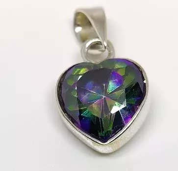 Подвеска с мистическим топазом, серебро 925 пробы, ожерелье с драгоценными камнями, серебряная подвеска, ювелирные изделия ручной работы, подарок в форме сердца для нее