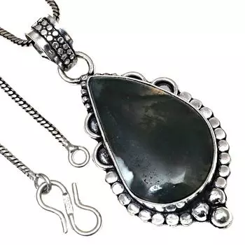 Подвеска с моховым агатом, драгоценным камнем, подарок на День святого Валентина, серебряное украшение 2,25 дюйма