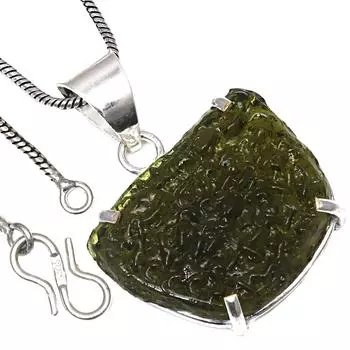 Подвеска с молдавитом, драгоценным камнем, подарок на День святого Валентина, серебряное ювелирное изделие, 1,5 дюйма