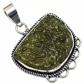 Подвеска с молдавским камнем, подарок для нее, серебряное украшение 1,5 дюйма