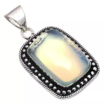 Подвеска с молочно-огненным опалом, драгоценным камнем, подарок на День матери, серебряное украшение 1,75 дюйма