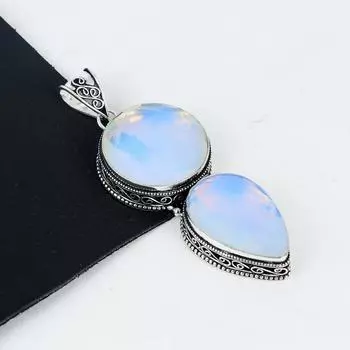 Подвеска с молочным опалом, серебро 925 пробы — дизайн ручной работы, повседневные украшения, уникальные подарки на День отца с молочным опалом 2.95 белый