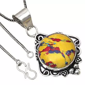 Подвеска с мозаикой из яшмы, драгоценный камень, подарок на День святого Валентина, серебряное украшение, 2 дюйма