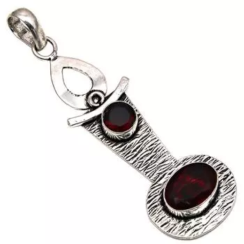 Подвеска с мозамбикским гранатом, драгоценный камень, подарок для нее, серебряные украшения 2,75 дюйма
