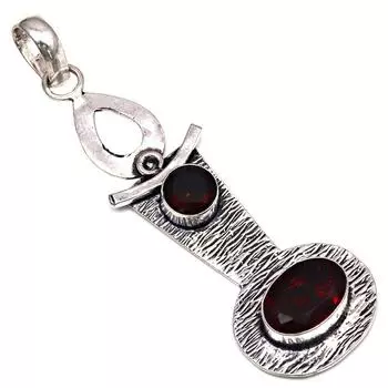 Подвеска с мозамбикским гранатом, драгоценный камень, подарок для нее, серебряные украшения 2,75 дюйма