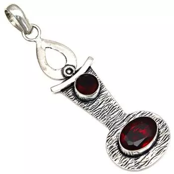 Подвеска с мозамбикским гранатом, драгоценный камень, подарок для нее, серебряные украшения 2,75 дюйма