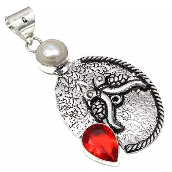 Подвеска с мозамбикским гранатом, драгоценным камнем, серебряное украшение ручной работы 2,5 дюйма