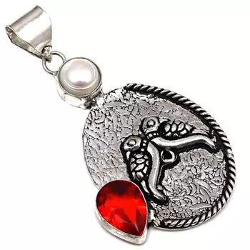 Подвеска с мозамбикским гранатом, драгоценным камнем, серебряное украшение ручной работы 2,5 дюйма