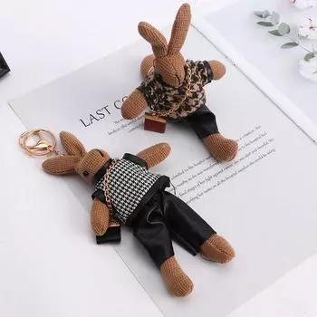 Подвеска с мультяшным брелоком для детей, тканевый брелок в корейском стиле, сумка-подвеска, украшение в виде леди-кролика, брелки для девочек, автомобильные аксессуары