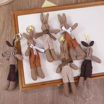 Подвеска с мультяшным брелоком для детей, тканевый брелок в корейском стиле, сумка-подвеска, украшение в виде леди-кролика, брелки для девочек, автомобильные аксессуары