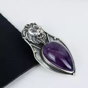 Подвеска с натуральным аметистом, серебро 925 пробы — дизайн ручной работы, повседневные украшения, уникальные подарки на день рождения с аметистом 2.55 фиолетовый