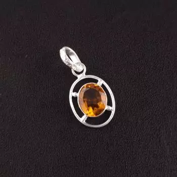 Подвеска с натуральным цитрином из стерлингового серебра 925 пробы, ручной работы, минималистичные украшения PP-6-5