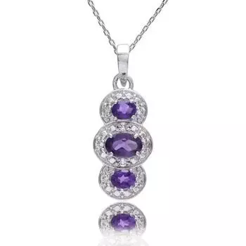 Подвеска из натурального аметиста AAA+ из стерлингового серебра 925 пробы с овальной огранкой и драгоценным камнем для женщин L фиолетовый