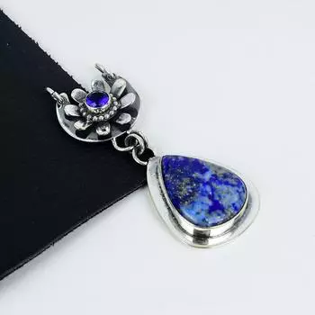 Подвеска с натуральным камнем лазурит, серебро 925 пробы — дизайн ручной работы, повседневные украшения, уникальные подарки с подвеской из голубого топаза в Лондоне 2.95 синий