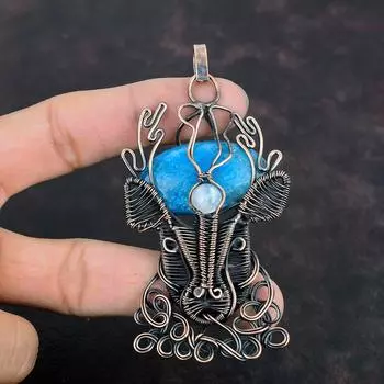Подвеска с неоновым апатитом, медная проволока, обернутая подвеской, Радуга, подвеска из лунного камня, кулон с лицом оленя ручной работы, медный драгоценный камень, ювелирные изделия, подарки для него