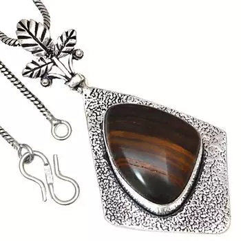 Подвеска с несколькими тигровыми камнями, подарок ручной работы для нее, этническое серебряное украшение 2 дюйма