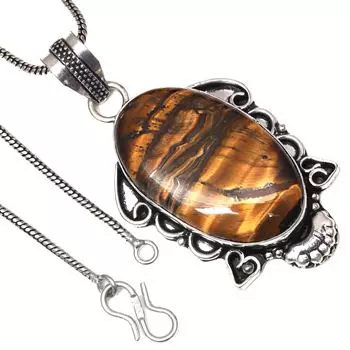 Подвеска с несколькими тигровыми камнями, ручная работа, серебряное украшение ко Дню святого Валентина, 2,25 дюйма