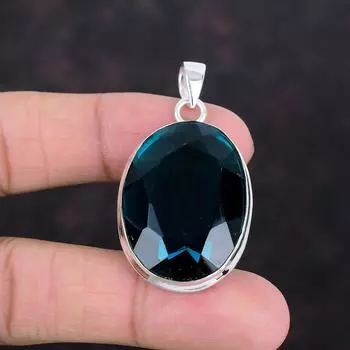 Подвеска с ограненным индиголитом, серебряная подвеска 925 пробы, ювелирное изделие ручной работы, подвеска с настоящим драгоценным камнем, серебряные украшения для подарков, уникальный стиль подвески