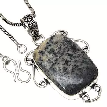 Подвеска с опалом в виде дендритного камня, подарок ручной работы для нее, серебряные украшения 2 дюйма