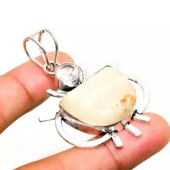 Подвеска с оранжевым серафинитом и белым топазом, посеребренная 925 пробы, 2,08 дюйма 2.08 оранжевый