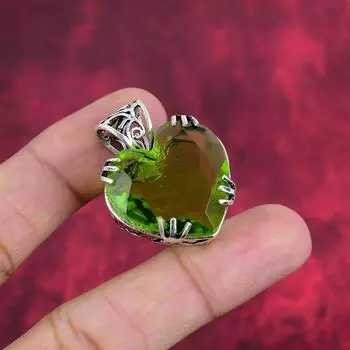 Подвеска с перидотом, 925 пробы, кулон из чистого серебра, ювелирные изделия ручной работы с драгоценными камнями, подарки для жены, абсолютно новый кулон 1.42 Inches зелёный