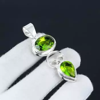 Подвеска с перидотом, подвеска с драгоценным камнем перидот, серебряная подвеска 925 пробы, серебряные украшения с перидотом, подвеска ручной работы, подарок другу 2.36 перидот