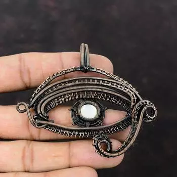 Подвеска с перламутром от сглаза, медная проволока, подвеска от сглаза, ювелирные изделия ручной работы, подвеска с драгоценным камнем, медные украшения, подарок для мамы