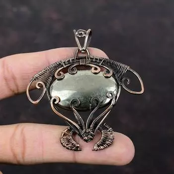 Подвеска с пиритом Apache Подвеска из медной проволоки Подвеска ручной работы Подвеска из проволоки Ювелирные изделия из драгоценных камней Уникальная подвеска Медные украшения Подарок на годовщину