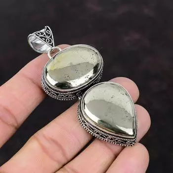 Подвеска с пиритом, оригинальная подвеска с драгоценным камнем, винтажная подвеска, подвеска из стерлингового серебра 925 пробы, ювелирные изделия ручной работы с пиритом, подвеска с камнем, подарок для него