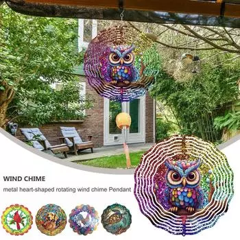 Подвеска с подвеской в виде колокольчика золотая сова павлин металлический 3D четкий колокольчик подарок ветер многоцелевой динамический вращающийся Q2W9