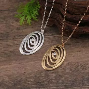 Подвеска с полым геометрическим овалом для женщин золотой