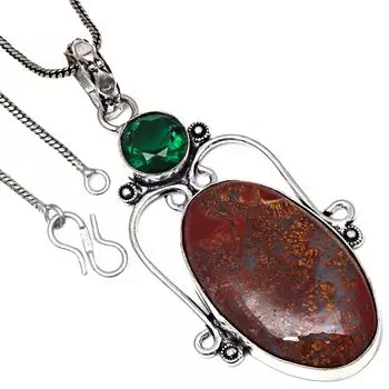 Подвеска с яшмой птичий глаз, драгоценный камень, подарок на День святого Валентина, серебряное украшение 1,75 дюйма