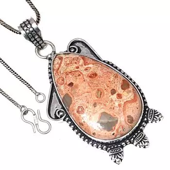 Подвеска с яшмой птичий глаз, драгоценный камень, подарок на День святого Валентина, серебряное украшение 2,25 дюйма