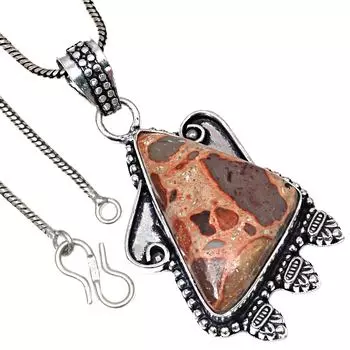 Подвеска с яшмой птичий глаз, драгоценный камень, подарок на День святого Валентина, серебряное украшение 2,25 дюйма