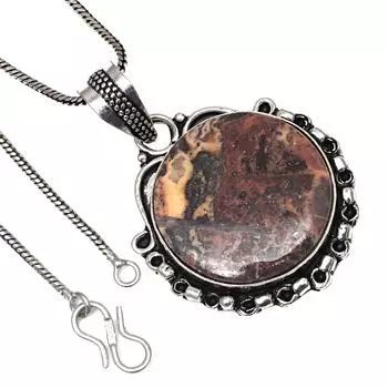 Подвеска с яшмой птичий глаз, драгоценный камень, подарок на День святого Валентина, серебряное украшение 1,75 дюйма