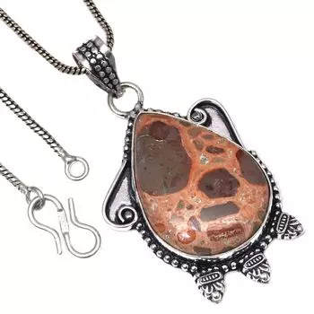 Подвеска с яшмой в виде птичьего глаза, ручная работа, серебряное украшение на День святого Валентина, 2 дюйма