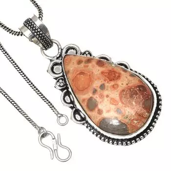 Подвеска с яшмой в виде птичьего глаза, ручная работа, серебряное украшение на День святого Валентина, 2 дюйма