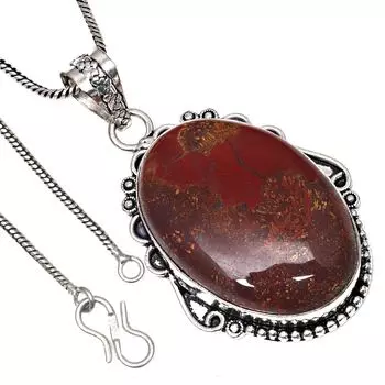 Подвеска с яшмой в виде птичьего глаза, ручная работа, серебряное украшение на День святого Валентина, 2 дюйма