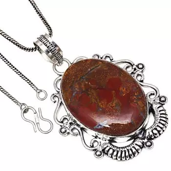 Подвеска с яшмой в виде птичьего глаза, ручная работа, серебряное украшение на День святого Валентина, 2 дюйма