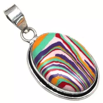 Подвеска с радужным кальцийсодержащим драгоценным камнем, подарок на День матери, серебряное украшение 1,75 дюйма