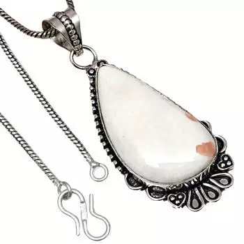 Подвеска с ракушкой сколецита, драгоценный камень, подарок на день святого Валентина, серебряное ювелирное изделие, 2 дюйма