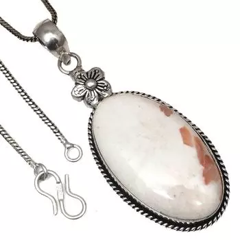 Подвеска с ракушкой сколецита, драгоценный камень, подарок на день святого Валентина, серебряное ювелирное изделие, 2 дюйма