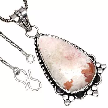 Подвеска с ракушкой сколецита, драгоценный камень, подарок на день святого Валентина, серебряное ювелирное изделие, 2 дюйма