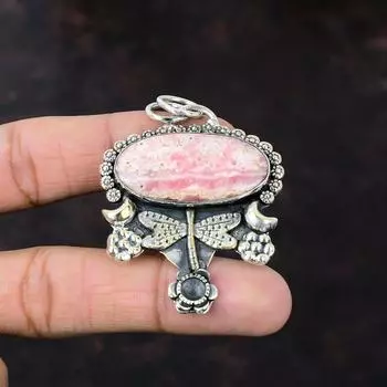 Подвеска с родохрозитом, ювелирные изделия из настоящего драгоценного камня, подвеска из стерлингового серебра 925 пробы, ювелирные изделия ручной работы в стиле бохо, красивая подвеска-стрекоза, подарок для матери