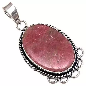 Подвеска с родонитом, драгоценный камень, подарок для нее, серебряное украшение 2 дюйма