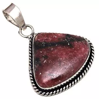 Подвеска с родонитом, драгоценным камнем, подарок ручной работы для нее, серебряные украшения 1,75 дюйма