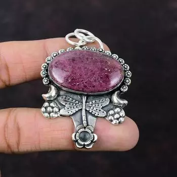 Подвеска с родонитом, красивые ювелирные изделия ручной работы, подвеска из стерлингового серебра 925 пробы, ювелирные изделия из настоящего драгоценного камня, подвеска в виде стрекозы, серебряное ювелирное изделие, подарок для мамы