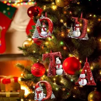 Подвеска с рождественскими буквами от A до Z, подвесной рождественский алфавит, акриловое украшение в виде снеговика, украшение для рождественской елки, автомобильный рюкзак C